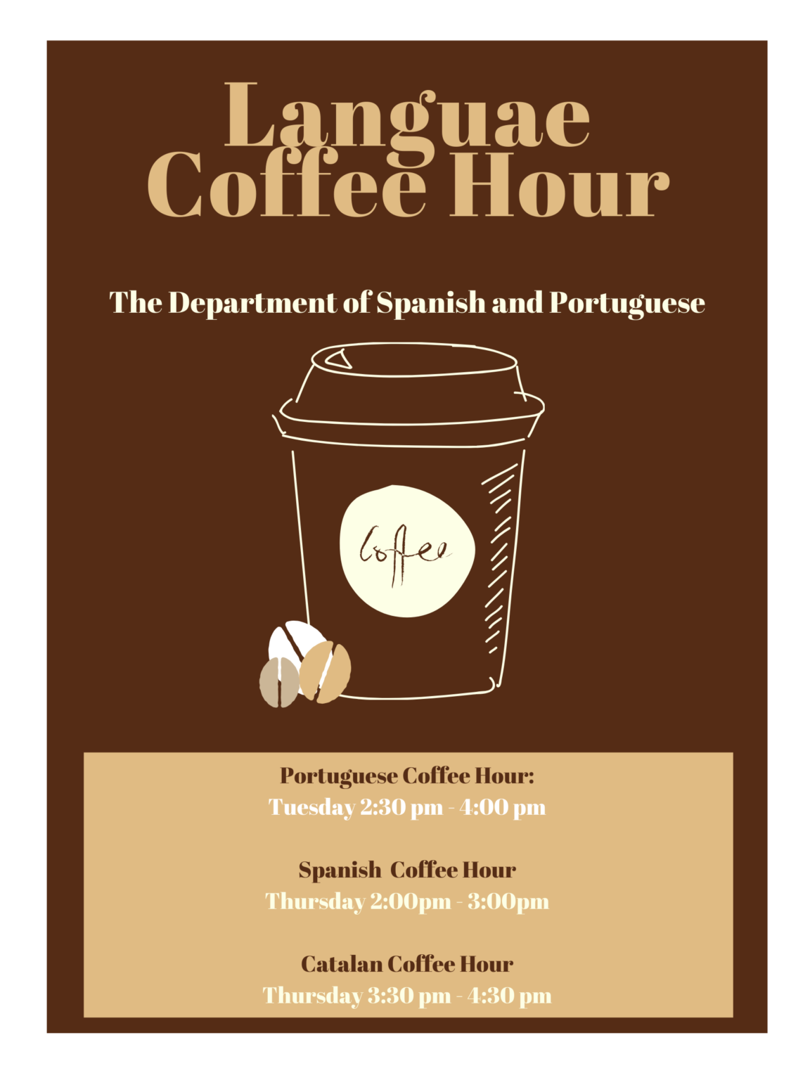 The Department of Spanish and Portuguese Spring 2020 Language Coffee