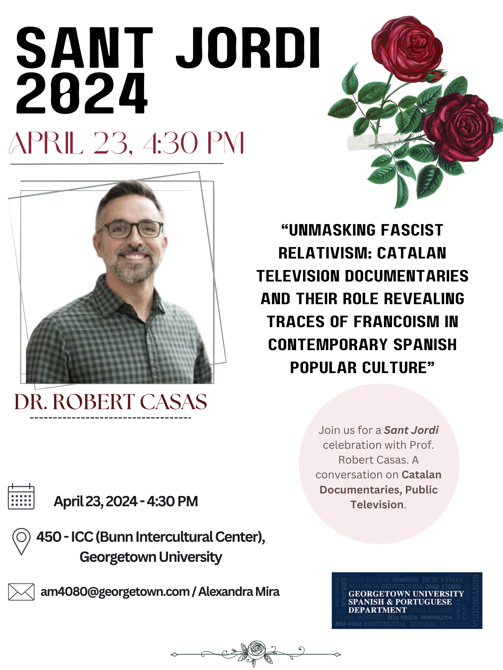 Sant Jordi celebration with Prof. Robert Casas poster art